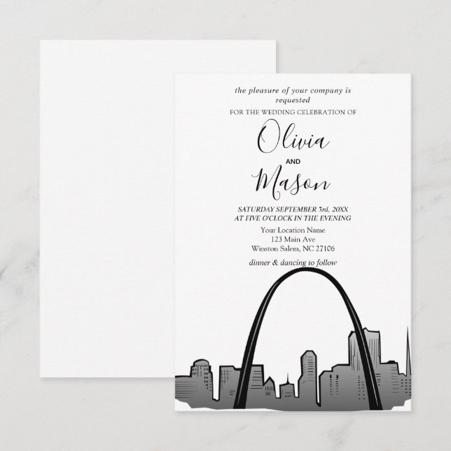 St Louis Skyline Cityscape Wedding bjudande Inbjudningar (Fram/baksida)