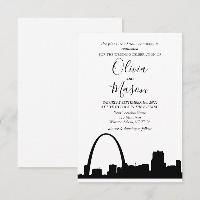 St Louis Skyline Cityscape Wedding bjudande Inbjudningar (Fram/baksida)