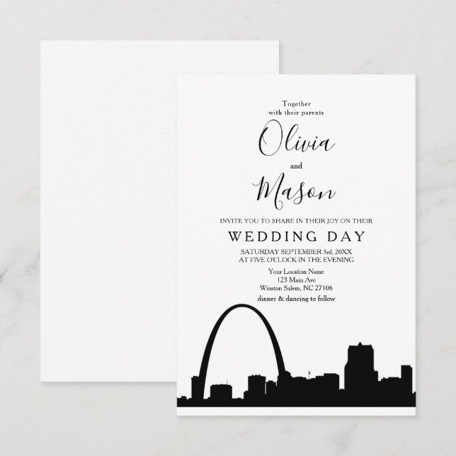 St Louis Skyline Cityscape Wedding bjudande Inbjudningar (Fram/baksida)