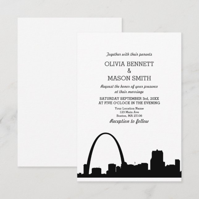 St Louis Skyline Cityscape Wedding bjudande Inbjudningar (Fram/baksida)