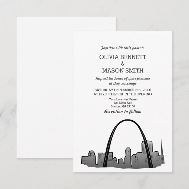 St Louis Skyline Cityscape Wedding bjudande Inbjudningar (Fram/baksida)