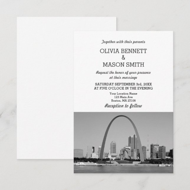 St Louis Skyline Cityscape Wedding bjudande Inbjudningar (Fram/baksida)
