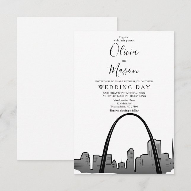 St Louis Skyline Cityscape Wedding bjudande Inbjudningar (Fram/baksida)