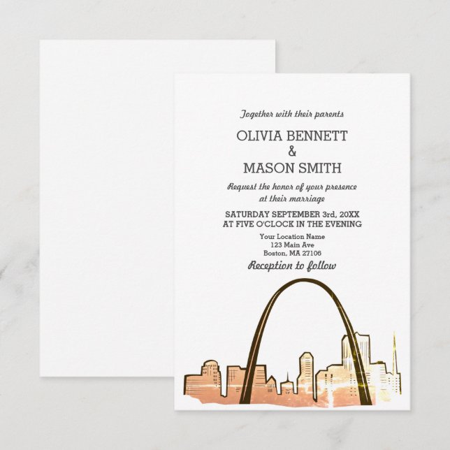 St Louis Skyline Cityscape Wedding bjudande Inbjudningar (Fram/baksida)