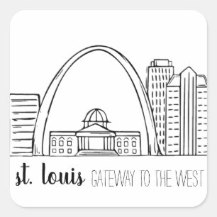 St. Louis Skyline Fyrkantigt Klistermärke