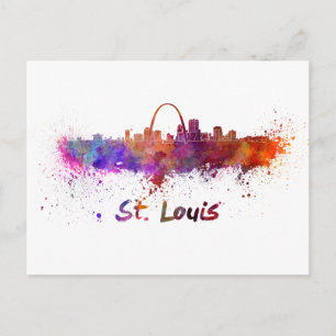 St Louis skyline i vattenfärg Vykort