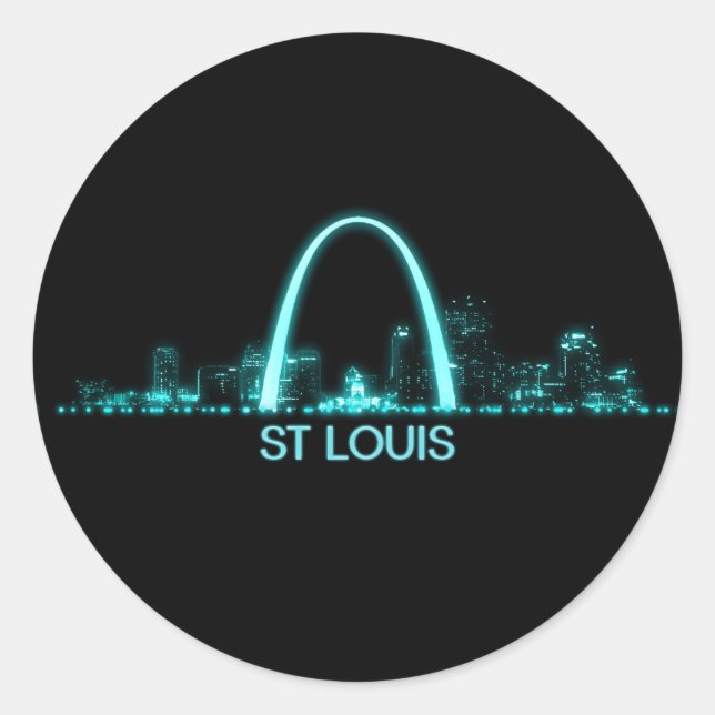 St Louis Skyline Runt Klistermärke (Framsida)