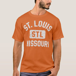 St Louis STL Missouri Gym Stil Distress White P T Shirt