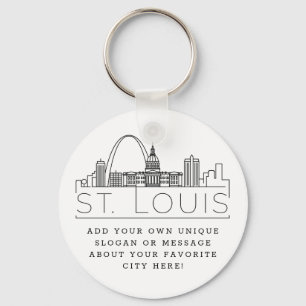 St Louis Stylized Skyline Anpassningsbar Slogan Nyckelring