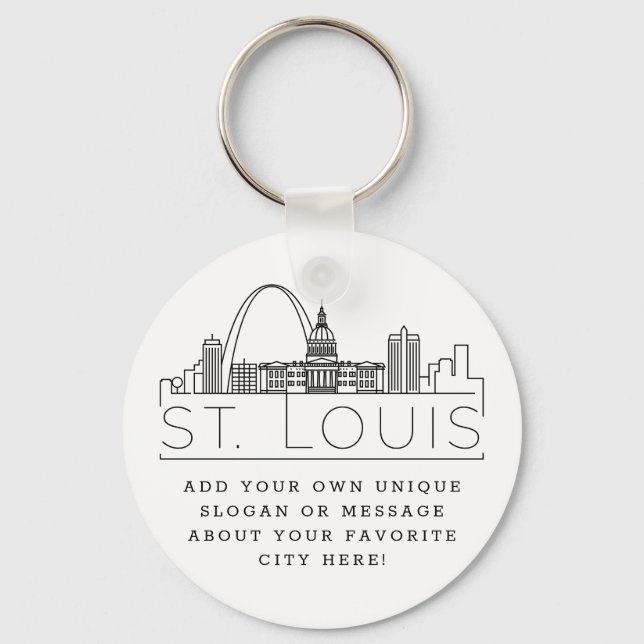 St. Louis Stylized Skyline | Anpassningsbar Slogan Nyckelring (Framsida)