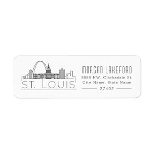St Louis Stylized Skyline Returadress Etikett