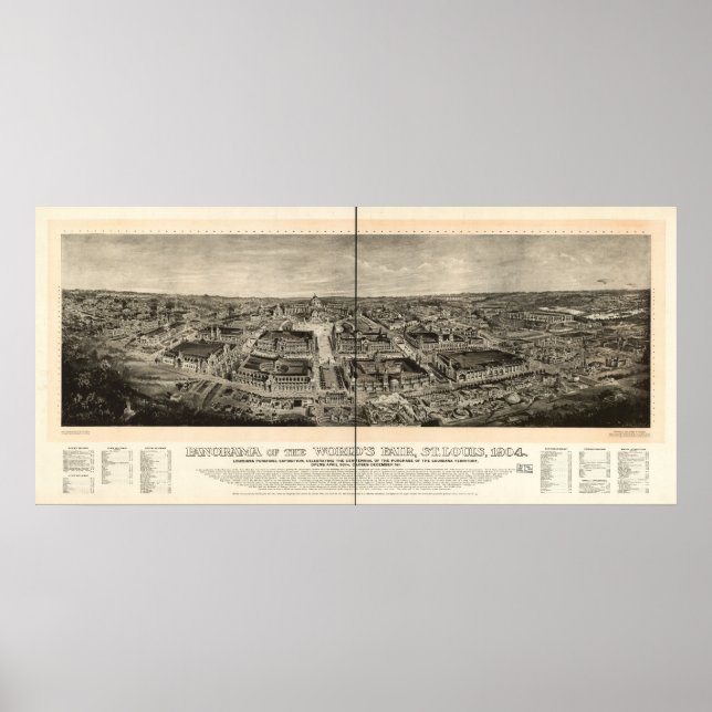 St. Louis World's Fair 1904 Antique Panoramic Kart Poster (Framsidan)