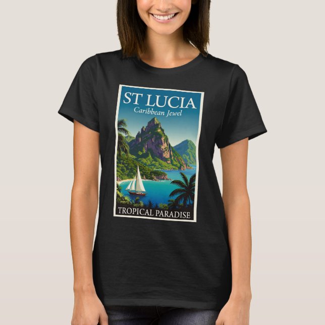 St Lucia Caribbean Jewel  T Shirt (Framsida)