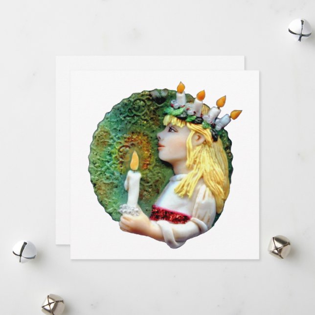 St. Lucia-dagen Runt 2013 Hökkort JL Biel Julkort (Fram/Back In Situ)