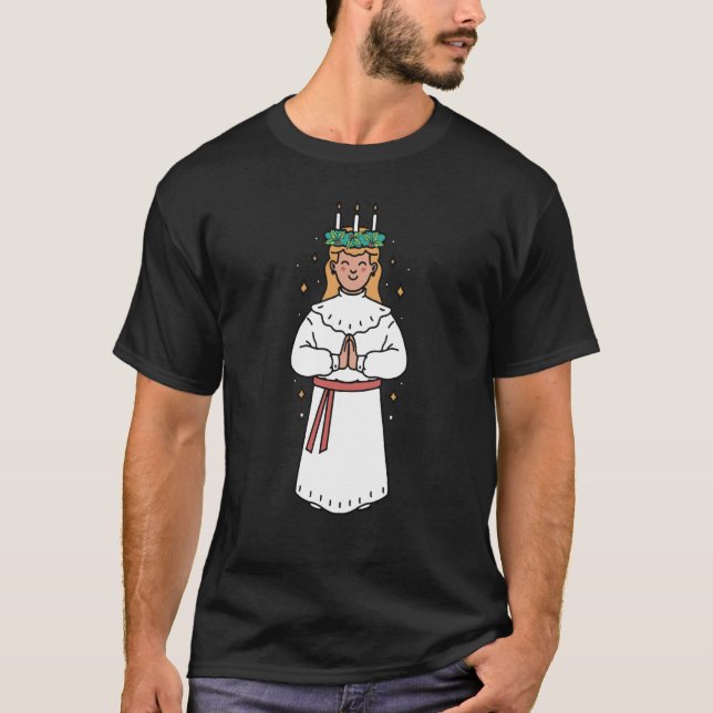 St Lucia Day Sweden Kids Catholic Saint Lucy Santa T Shirt (Framsida)