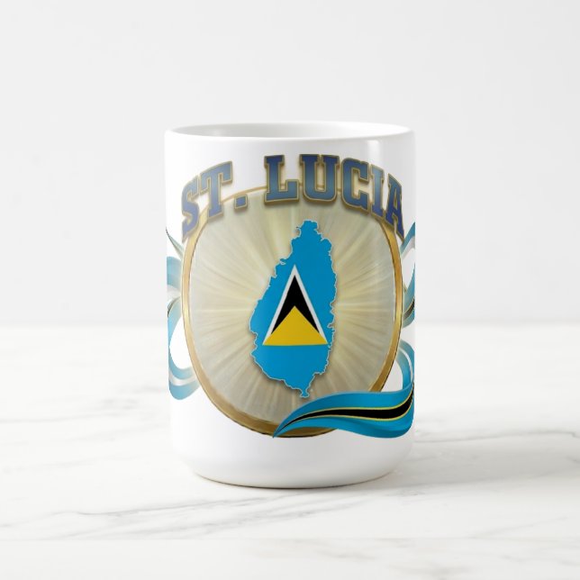 St. Lucia Emblem | Karibisk Stolthet | Fanprylar Kaffemugg (Center)