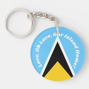 St Lucia Flagga Blue Gult Anthem Phrase Typography