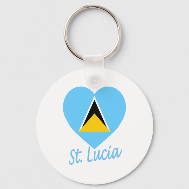 St Lucia Flagga Heart Nyckelring (Framsida)