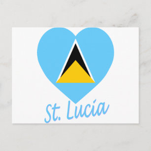 St Lucia Flagga Heart Vykort