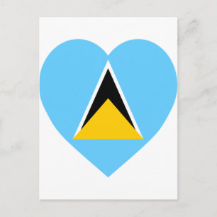 St Lucia Flagga Heart Vykort