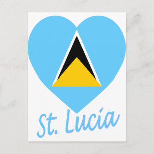 St Lucia Flagga Heart Vykort