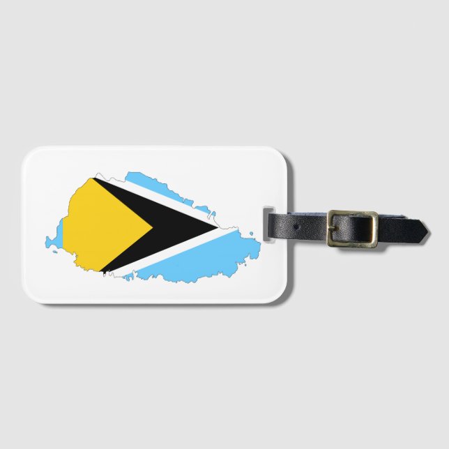 St Lucia Flagga Karta Bagagebricka (Framsida horisontal)