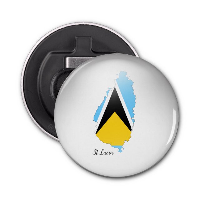 St Lucia Flagga Karta Flasköppnare (Framsidan)