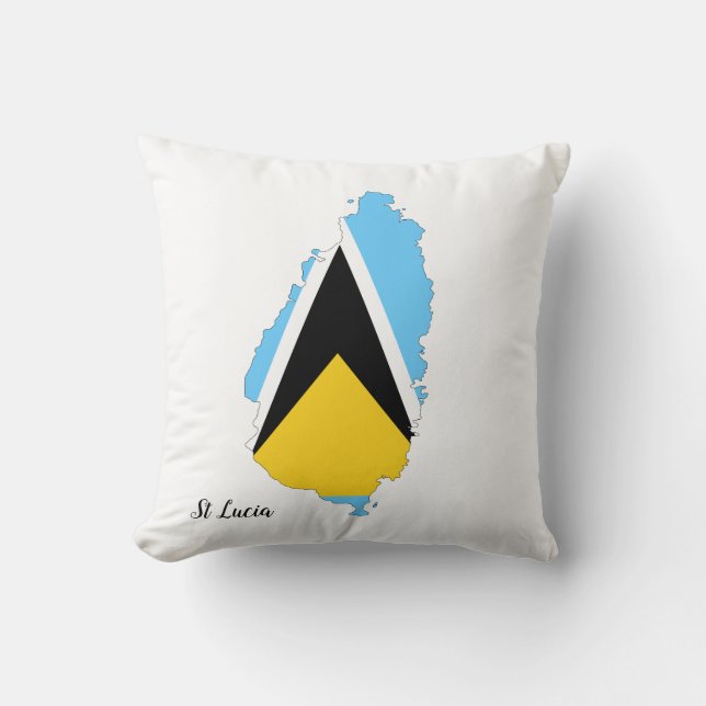 St Lucia Flagga Karta Kudde (Framsida)