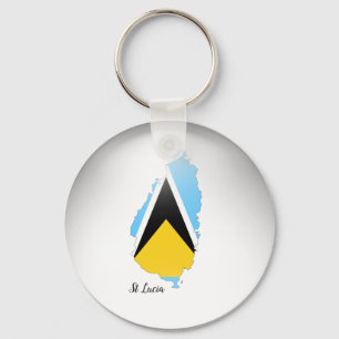 St Lucia Flagga Karta Nyckelring