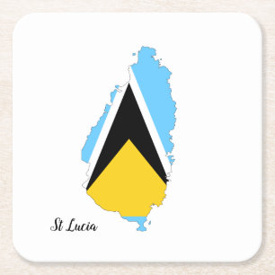 St Lucia Flagga Karta Underlägg Papper Kvadrat