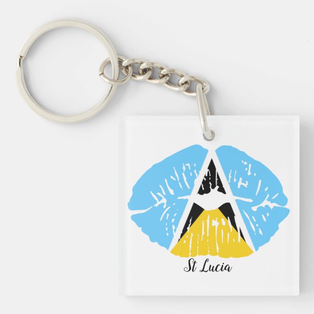 St Lucia Flagga Keychain (Framsidan)