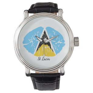 St Lucia Flagga läppar Armbandsur