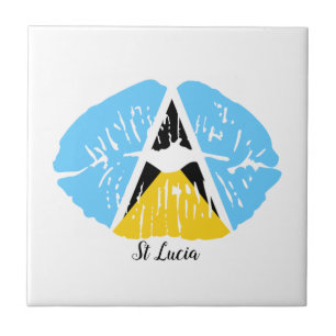 St Lucia Flagga läppar Kakelplatta