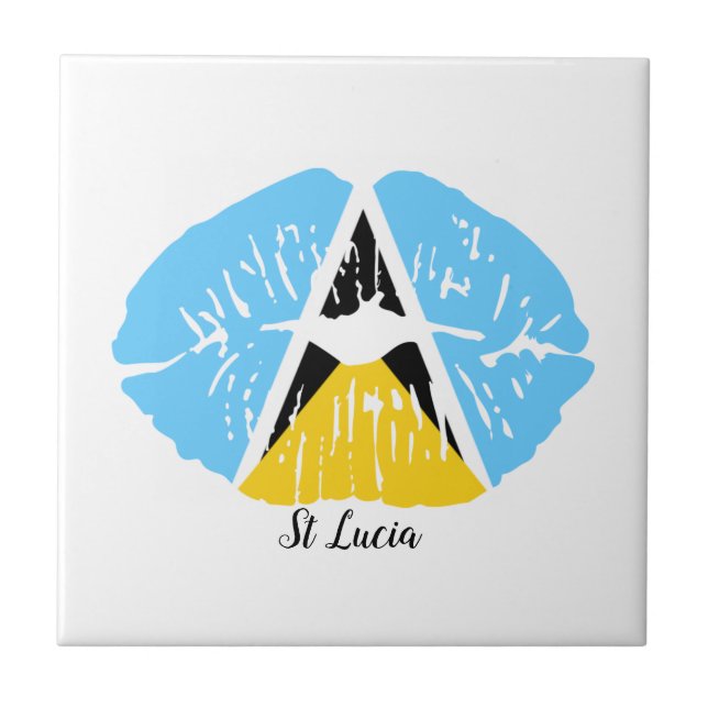 St Lucia Flagga läppar  Kakelplatta (Framsidan)