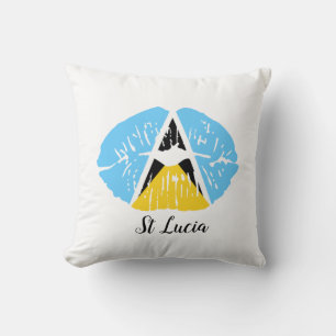 St Lucia Flagga läppar Kudde
