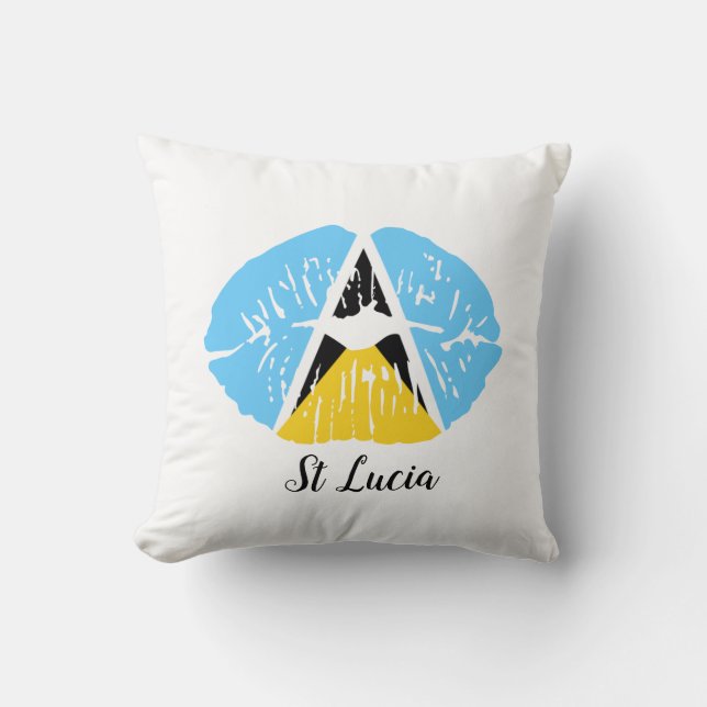 St Lucia Flagga läppar Kudde (Framsida)