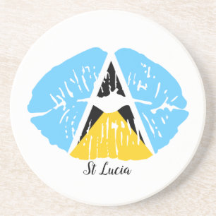 St Lucia Flagga läppar Underlägg
