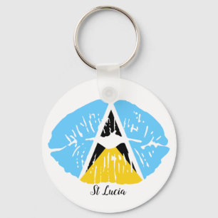 St Lucia Flagga Nyckelring
