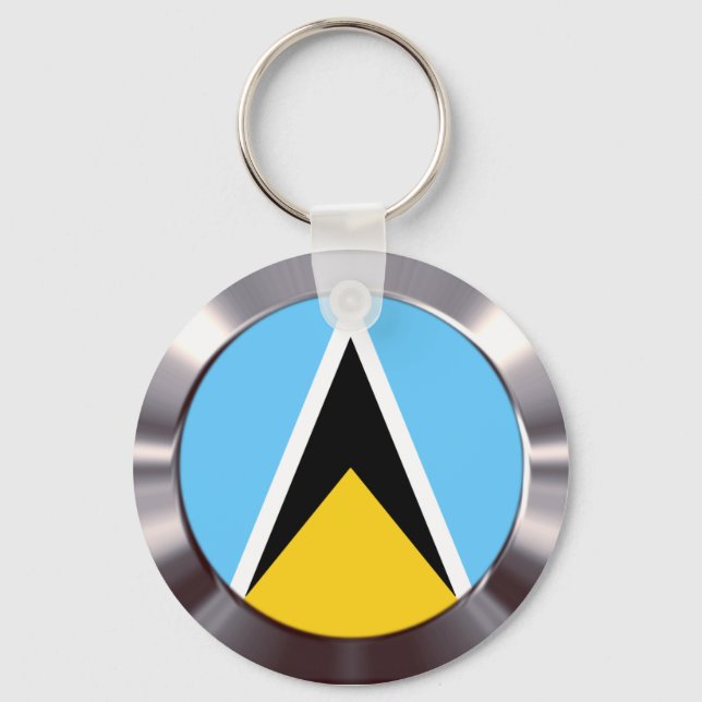 St Lucia Flagga Nyckelring (Framsida)