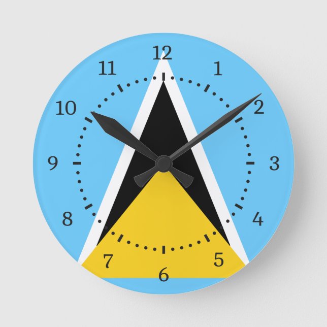 St Lucia Flagga Round Clock Rund Klocka (Framsida)