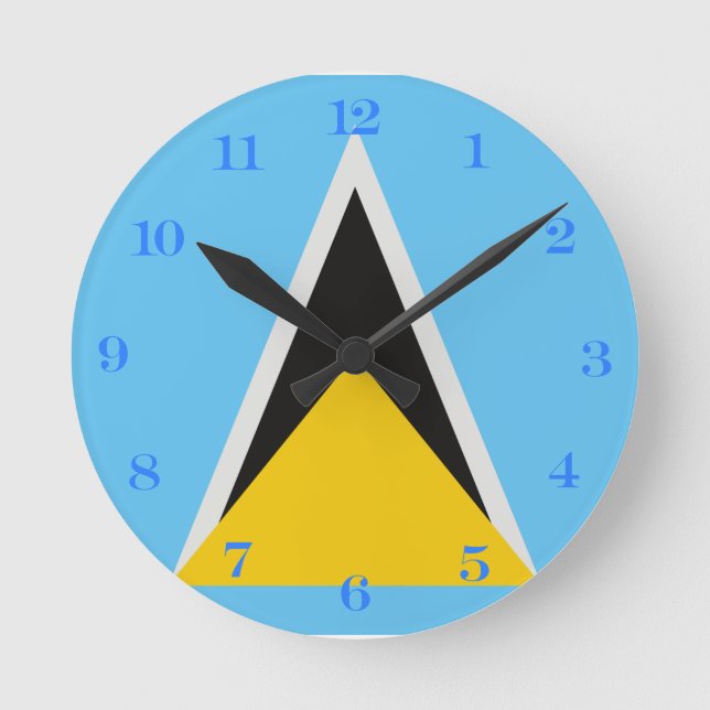 St Lucia Flagga Round Clock Rund Klocka (Framsida)