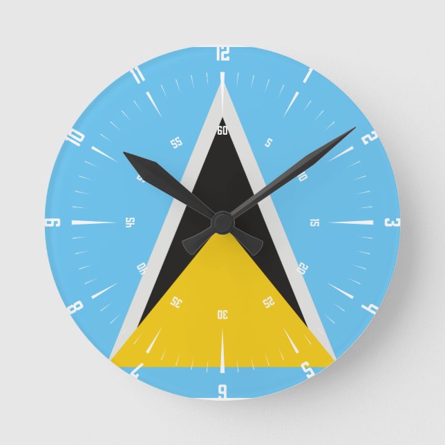 St Lucia Flagga Rund Klocka (Framsida)