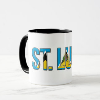 St. Lucia Flagga Text | Karibisk Stolthet Design Mugg