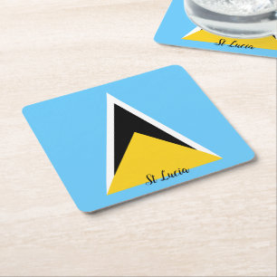 St Lucia Flagga Underlägg Papper Kvadrat