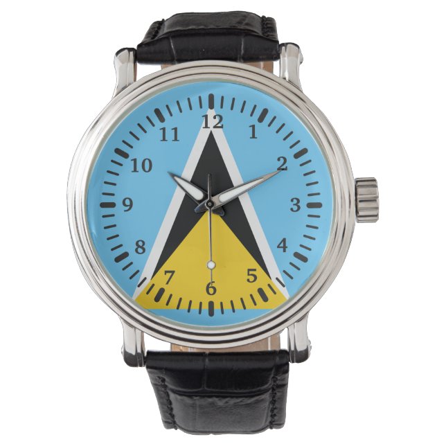 St Lucia Flagga Watch Armbandsur (Framsida)
