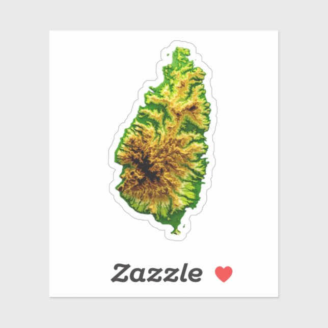 St Lucia Grönt Karta Klistermärken (Ark)