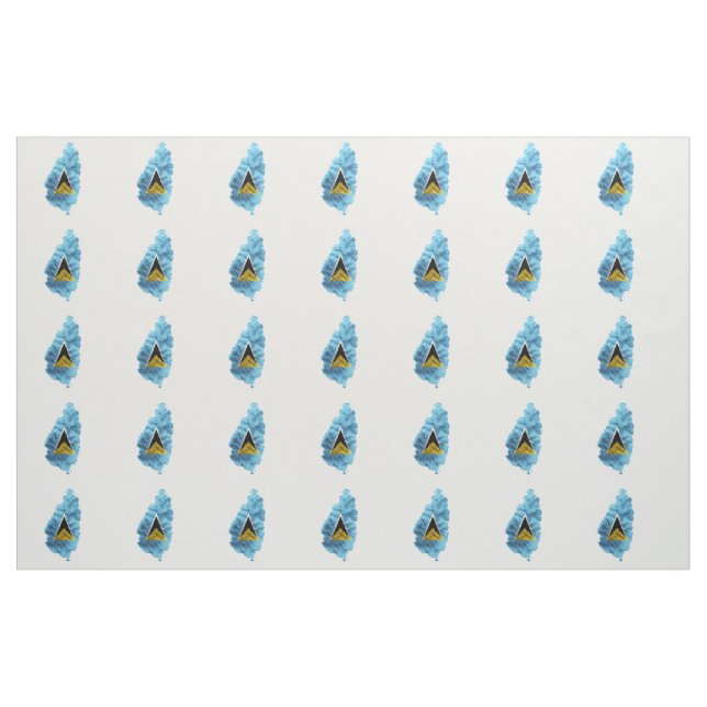 St Lucia Karta flagga Tyg (Fat Quarter)