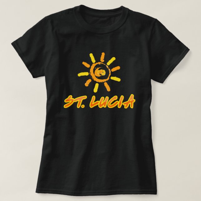 St. Lucia-ljusstark gult och orange T Shirt (Design framsida)