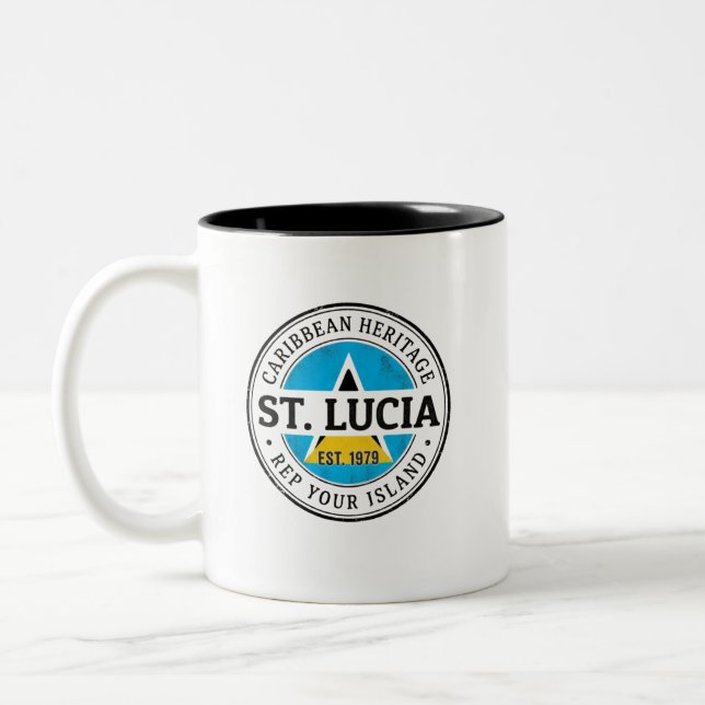 St. Lucia Passstämpel | Karibiskt arv Två-Tonad Mugg (Vänster)