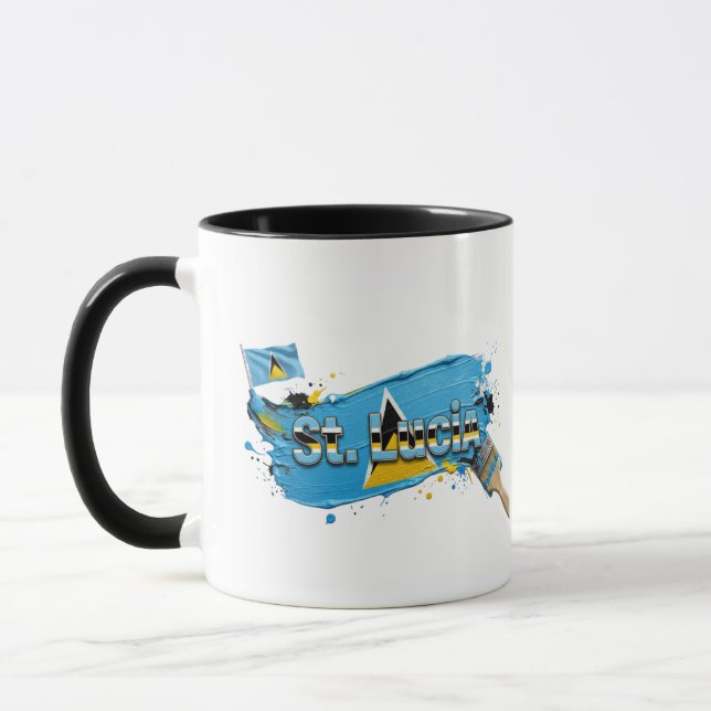 St. Lucia Penseldesign | Karibisk stolthet Mugg (Vänster)